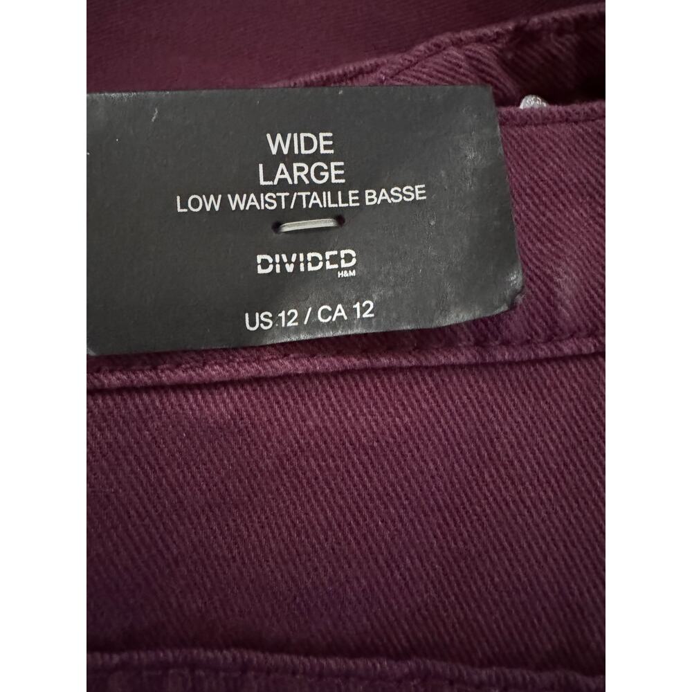 NEW Divided Womens Wide Leg Low Waist Maroon Denim The Easy Soul Pants Size‎ 12 - Picture 6 of 13